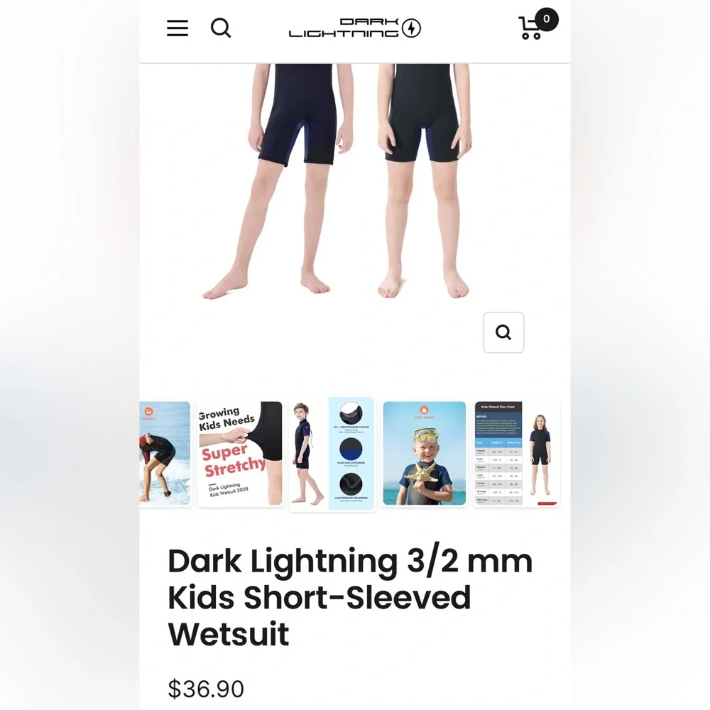 Dark Lightning 3/2 mm Kids Short-Sleeved Wetsuit